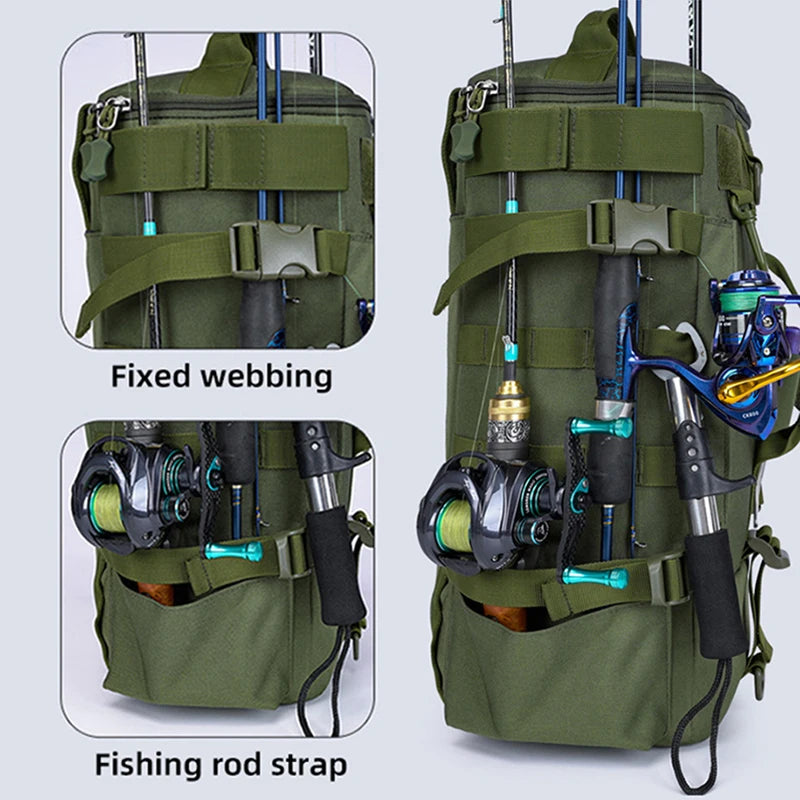 Multifunktionale Angeltasche mit Molle-System & Rutenhalter