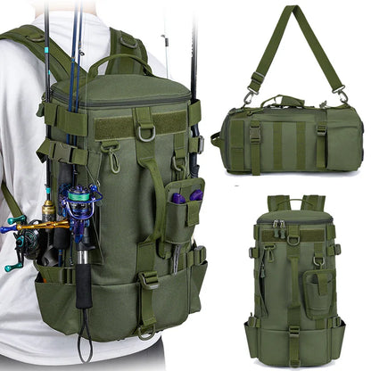 Multifunktionale Angeltasche mit Molle-System & Rutenhalter